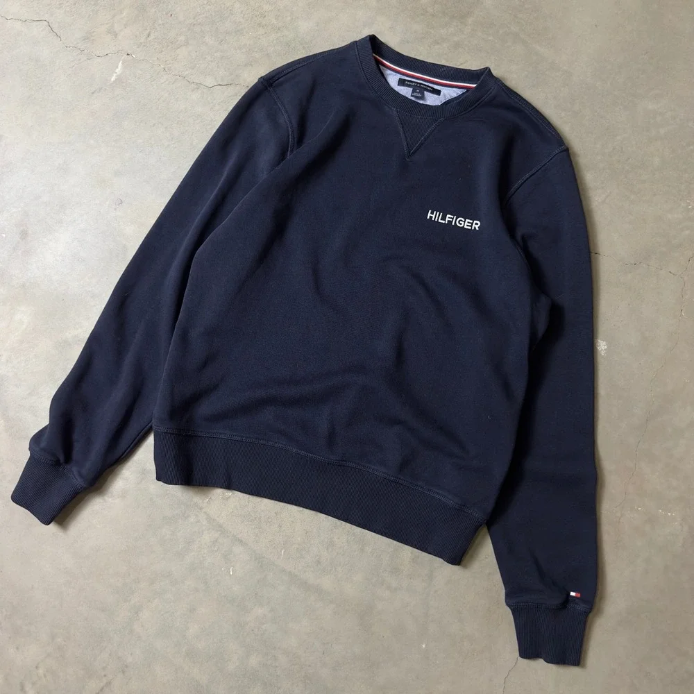 Tommy Hilfiger Crewneck Sweatshirt Mens M Navy Blue Heritage Preppy Sportswear